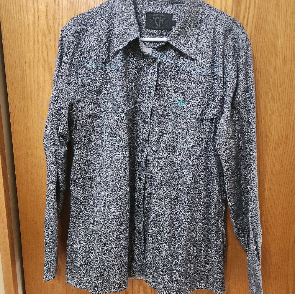 Cowhirl Hardware Navy and White Patterned Shirt